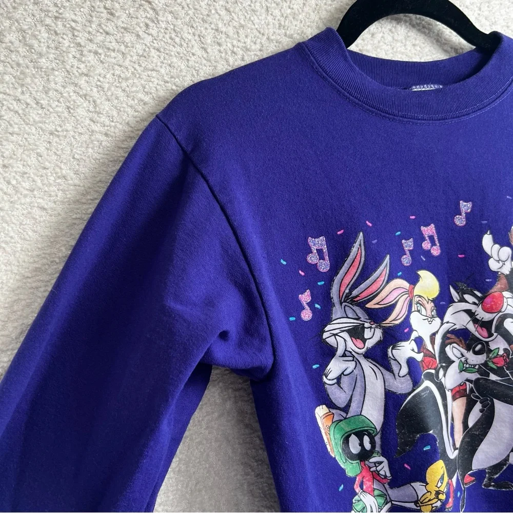 Looney Tunes WB‎ 1997 Vintage Rare Kids Purple Sweatshirt Music Size Large 10/12
